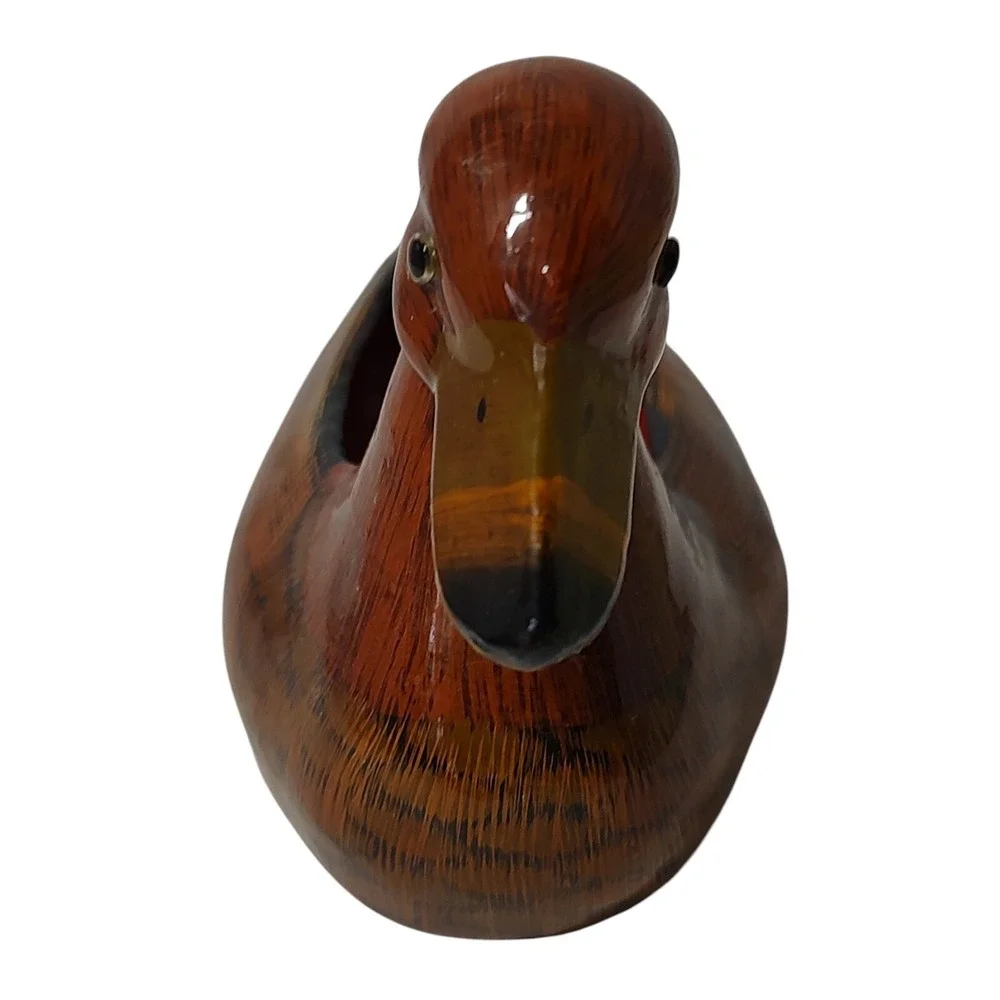 Vintage Wooden Duck Trinket Box Figurine‎ Cottage Core Intricate Hand Painted